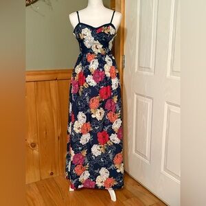 Band of the Free Floral Maxi Sundress Sweetheart Bodice Boho Size XS